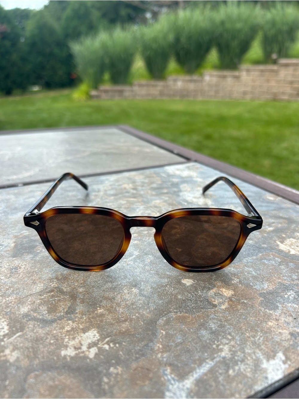 WMP Eyewear Francis Square Polarized Tortoiseshell Sunglasses Keyhole Bridge